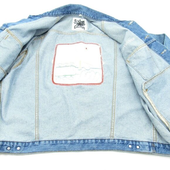 Vintage 1994 Woodstock Denim Jacket Star Gear Jean Size Large Blue Concert Patch - Picture 4 of 9